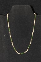 14kt yellow gold Jade, Pearl gold beaded Necklace