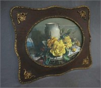 ca.1900's Yellow Rose Print and Frame