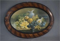 Vintage Tortoise Shell Oval Frame Fruits Print