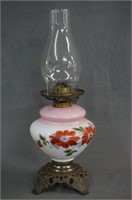 P & A Co. Handpainted Glass Oil Lamp