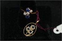 2pc 14kt yellow gold Diamond & Sapphire Ring &