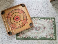 Antique Carom Game Board & Hook Rug