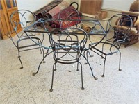 Vintage Wrought Iron Patio Table & Chairs