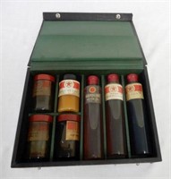TEXACO SAMPLE BOTTLE CASE COMPLETE WITH CONTENTS