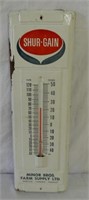 SHUR-GAIN FEED SUPPLY PAINTED METAL THERMOMETER