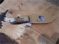 Handcrafted Knife & Leather Sheath - Antler Handle