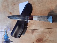 Thomas K. Boyer Knife and Sheath -- Antler Handle