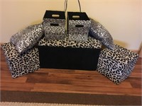 Leopard Print Storage Trunk, Boxes, Pillows