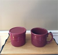 Longaberger Vitrified Pottery Mug & Jar w/ Lid