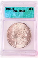 Coin 1901-O  Morgan Silver Dollar ICG MS64