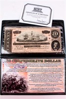 Coin 1864 Confederate $20 Note / Presentation Book