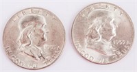 Coin 2 Franklin Half Dollars "Bugs Bunny" BU