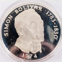 Coin Panama 20 Balboas Silver Coin Huge!  1974