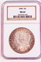 Coin 1898-P Morgan Silver Dollar NGC MS64
