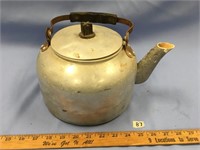 Old aluminum teapot with metal handle           (k