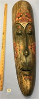 Carved and painted  Indonesian wood mask 37" brown