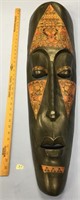 Carved and painted  Indonesian wood mask 37" black