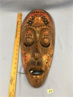 18" Carved and painted Indonesian wood mask
