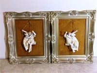 Two 3D Plaques, Couple on Swing
