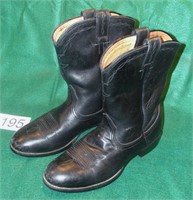 Womens Size 7.5B Black Leather Cowboy Boots