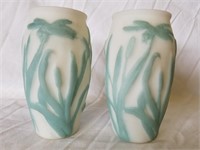 Pair of Art Nouveau Satin Matte Glass Vases