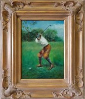 Golfing Oil on Canvas by Andrews