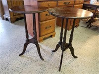 Antique Matching Pair Mahogany Candle Stands