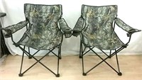 (2) Folding Camo Camping Chairs w/ Travel Bags