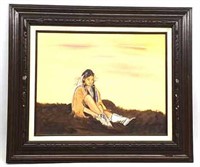 28x24 Acrylic Framed Painting of Native American