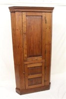 Antique Pine blind two door Corner Cabinet