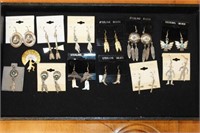 11 sets of Earrings, 2 Pins Southwestern sterling