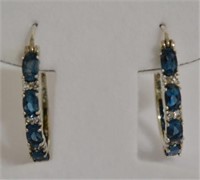 Genuine London Blue Topaz Earrings