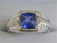 Men's 3.02ct Sapphire Diamond Ring 10kt