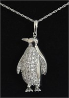 4.06ct White Sapphire Penguin Necklace