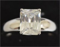 3.01ct Emerald Cut White Sapphire Solitaire Ring