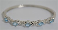 5.12ct Blue Topaz Diamond Bangle Bracelet