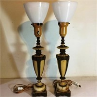 Pair of Art Deco Rembrandt Mantle Lamps, 23" Tall