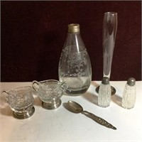 Sterling Spoon, Sterling Base Glass / Etched Glass
