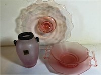 Box Lot of Pink Glass, Depression, Elegant, Murano
