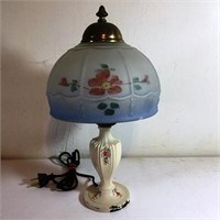 Floral Boudoir Lamp, Floral Shade, Metal Base