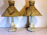 Pair of Mid Century Lamps with Fiberglass Shades