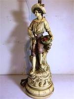 Signed Plaster Lamp, 33" Tall