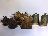 Box lot of Cast Bookends, Ships (2), Bar-Mitzvah