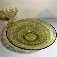 Madrid Depression Glass Bowl, and Yellow Footed