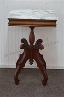 1940's Victorian Solid Mahogany Marble Top Table