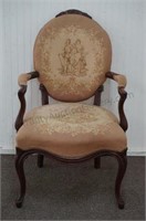 Antique French Provincial Tapestry Rose Back Chair