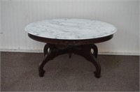 Rose Carved Mahogany Marble Top Coffee Table