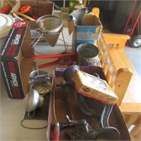 Kitchen utensils, grinder, colander, sifter