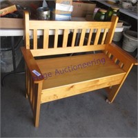 Wooden bench w/storage under seat