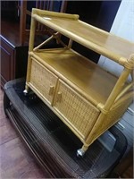 Rattan rolling TV stand